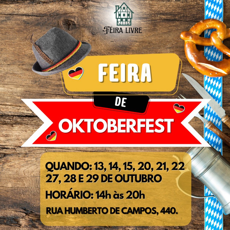 Feira da Oktoberfest inicia nesta sexta-feira, dia 13, na Rua Humberto de Campos